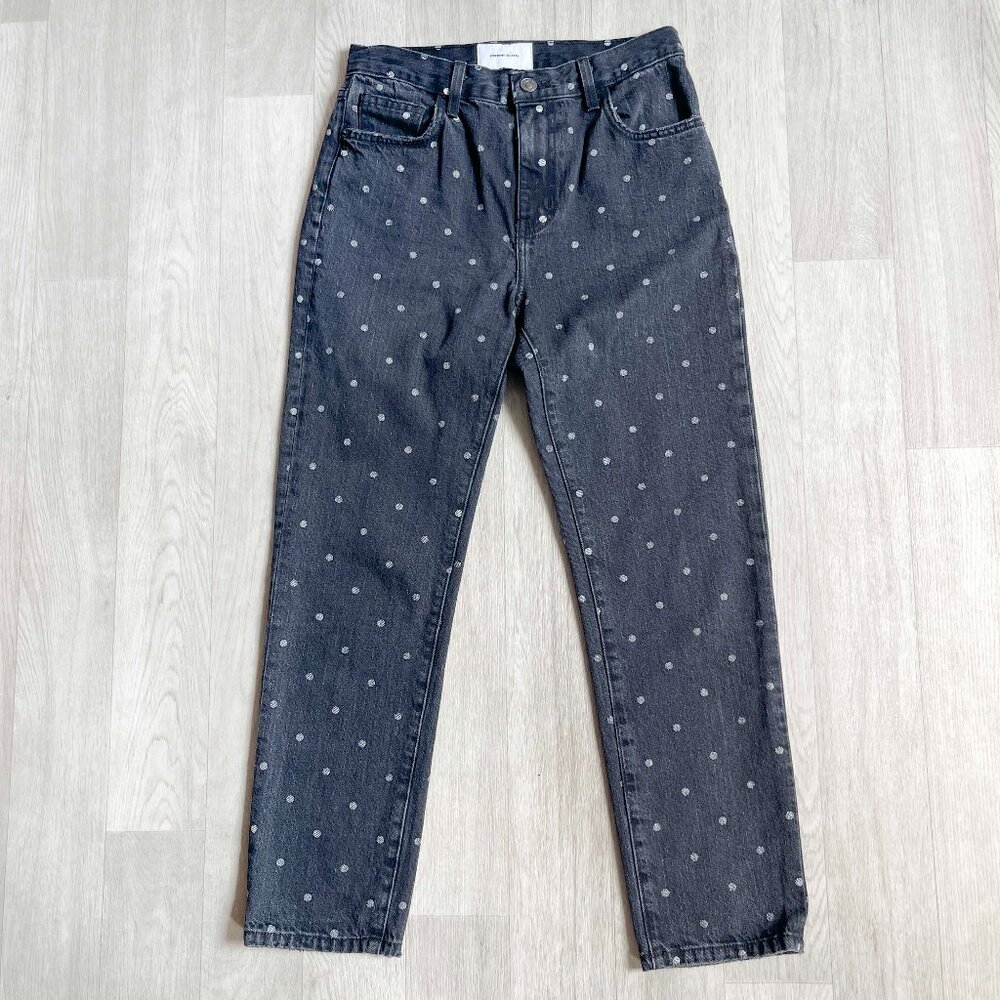 Current/Elliott Vintage Cropped Slim Jean Black Polka Dot Size 26 - Picture 2 of 9